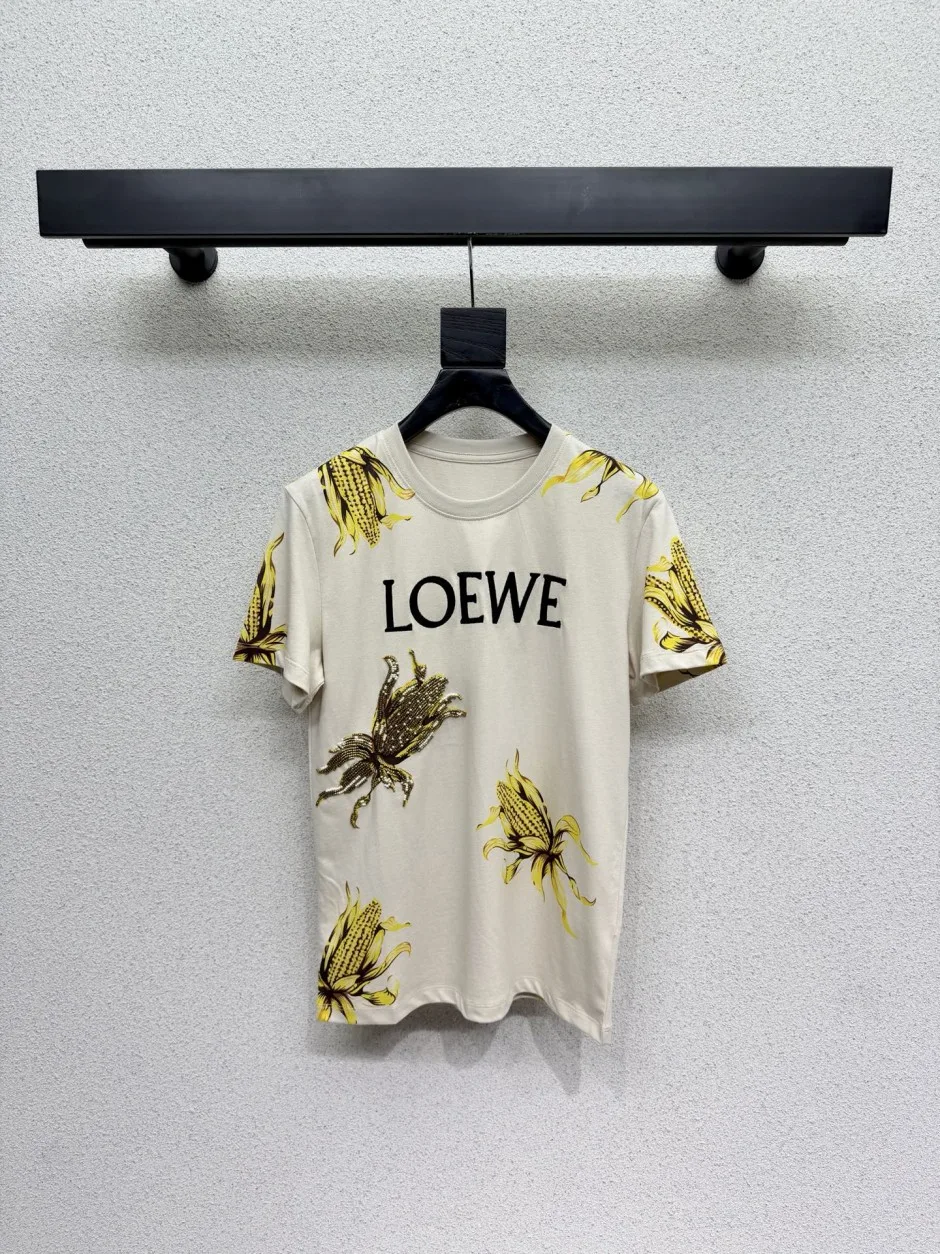 トウモロコシ コットン クルーネック 半袖Tシャツ ロエベ Tシャツ 偽物 トウモロコシ コットン クルーネック 半袖Tシャツ ロエベ Tシャツ 偽物