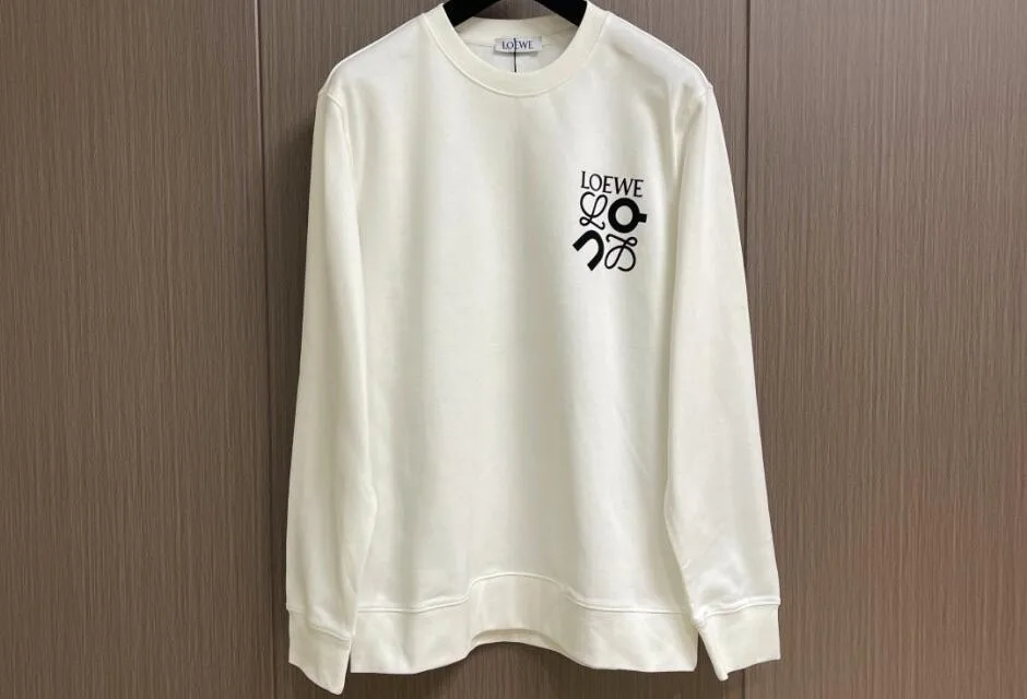 カジュアル ロゴ スウェットシャツ ロエベ Tシャツ 偽物 クルーネック ホワイト