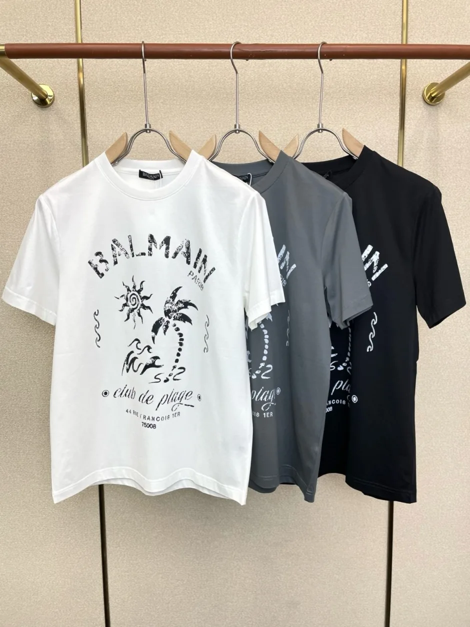 カジュアル おしゃれ ロゴプリント 半袖Tシャツ バルマン Tシャツ 偽物 クルーネック カジュアル おしゃれ ロゴプリント 半袖Tシャツ バルマン Tシャツ 偽物 クルーネック