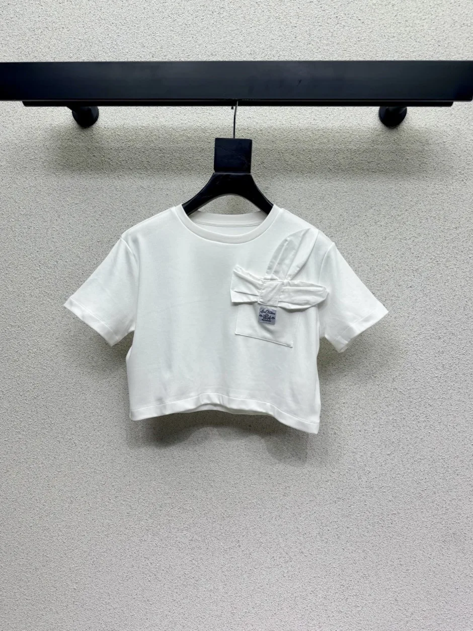リボンポケットクロップトップ ルイ・ヴィトン Tシャツ コピー コットン リボンポケットクロップトップ ルイ・ヴィトン Tシャツ コピー コットン