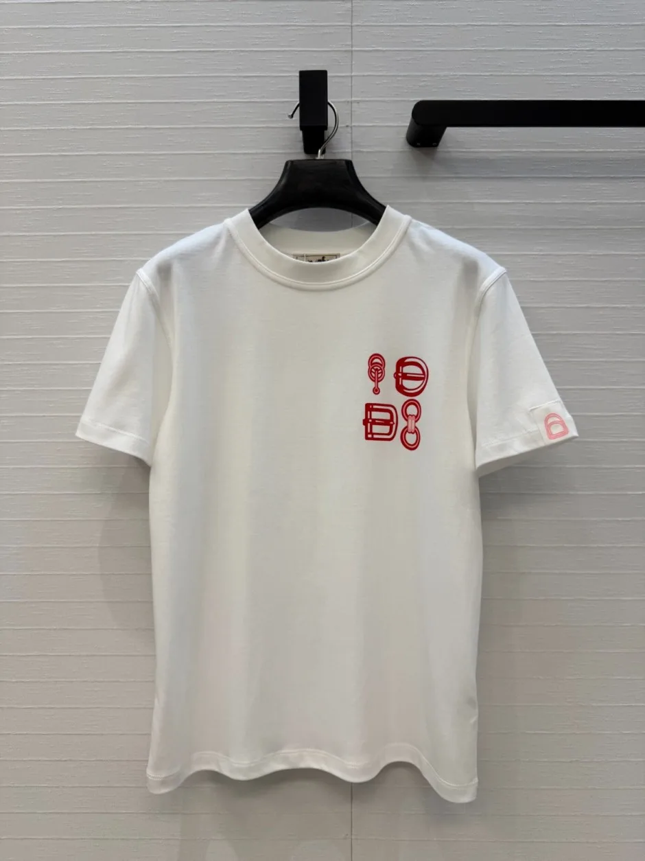 シンプル お洒落 プリント入り 半袖Tシャツ エルメス Tシャツ 偽物 ホワイト