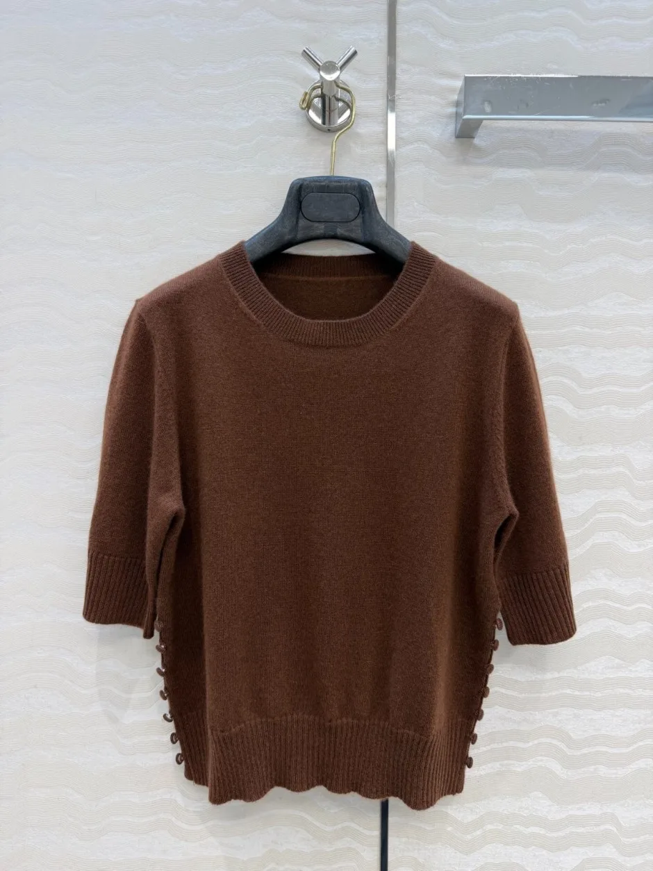 シンプル 洗練された プラダ ニット 偽物 カシミヤ ニットトップス ブラウン シンプル 洗練された プラダ ニット 偽物 カシミヤ ニットトップス ブラウン
