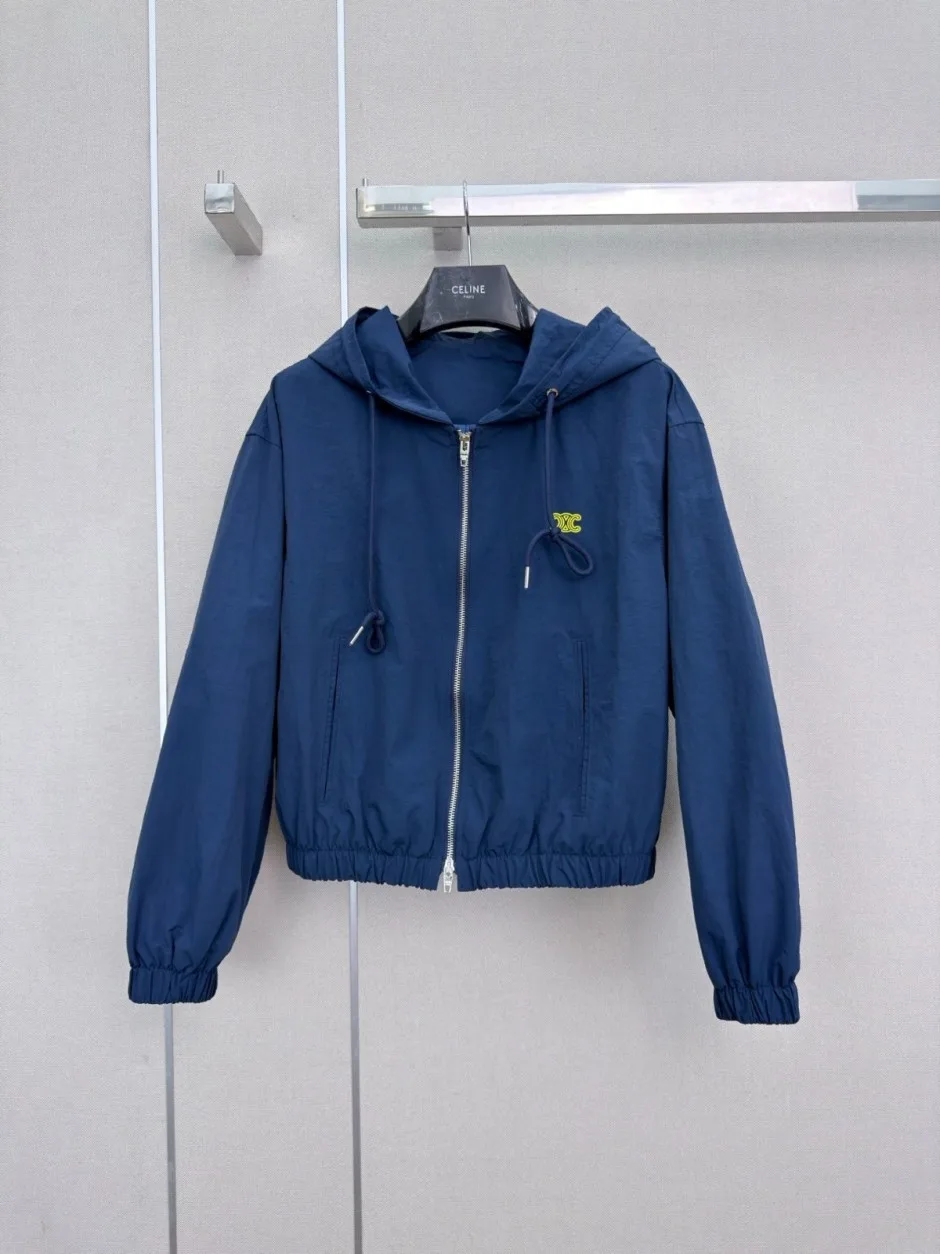 カジュアル 洗練された フーデッドジャケット セリーヌ ジャケット 偽物 ネイビー