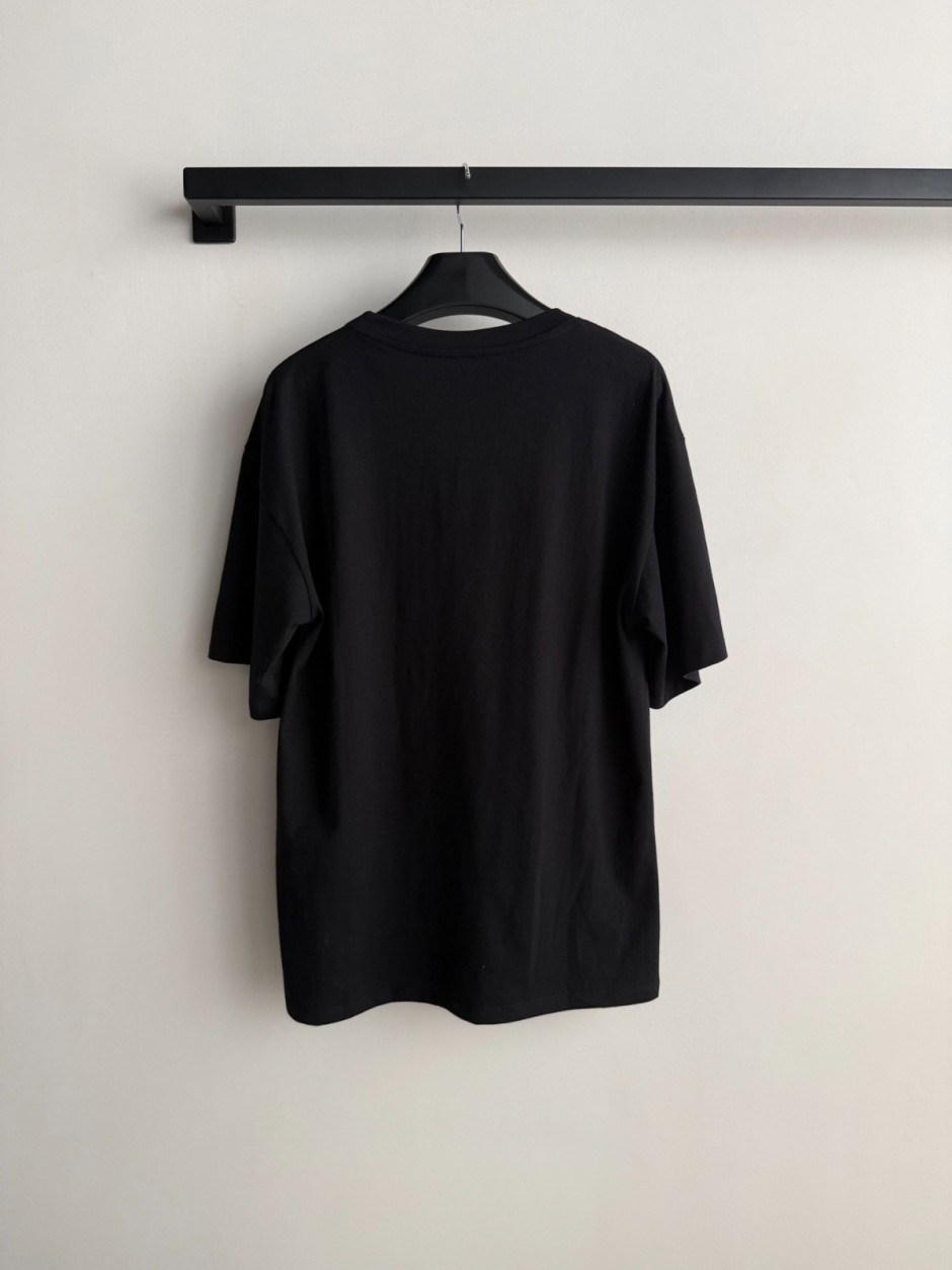 1784690144804386.jpg カレッジロゴ コットン 半袖Tシャツ セリーヌ Tシャツ 偽物 クルーネック ブラック