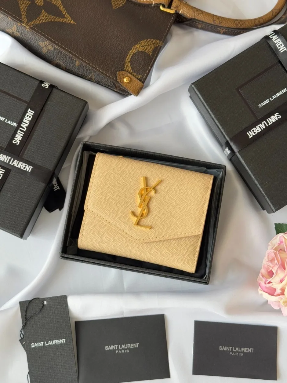 YSL コンパクトウォレット イヴ・サンローラン 財布 スーパーコピー 小銭入れ ベージュ