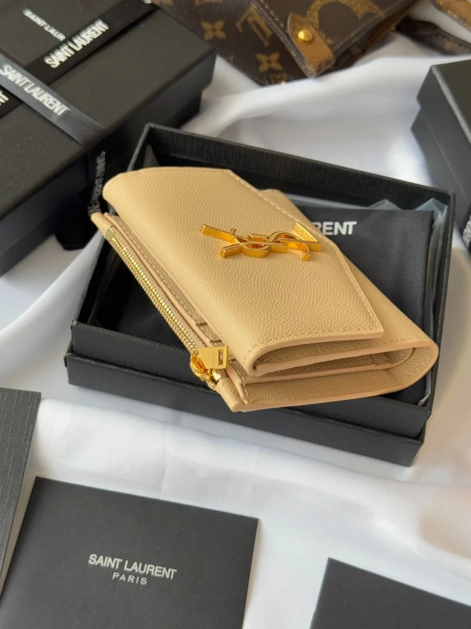 YSL コンパクトウォレット イヴ・サンローラン 財布 スーパーコピー 小銭入れ ベージュ