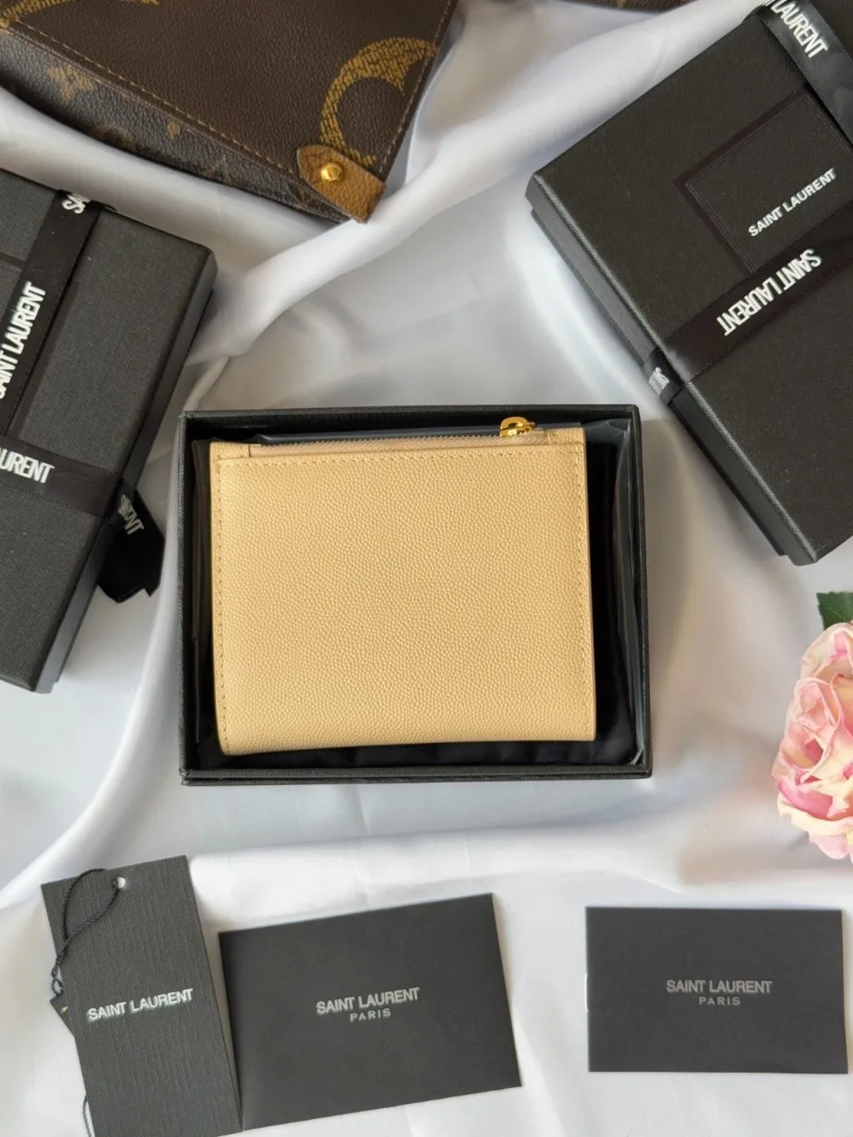 YSL コンパクトウォレット イヴ・サンローラン 財布 スーパーコピー 小銭入れ ベージュ