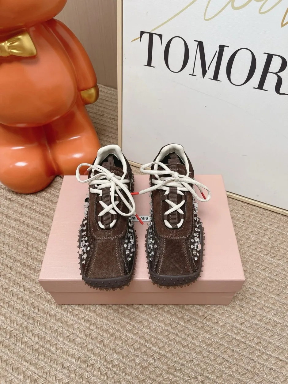 1784947342941927.jpg お洒落 バブル刺繍入り スニーカー ミュウミュウ スーパーコピー ブラウン