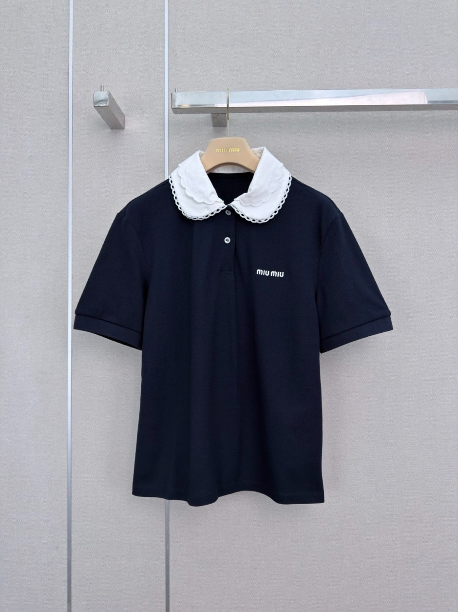 大人可愛い ミュウミュウ Tシャツ 偽物 コットン 半袖ポロシャツ