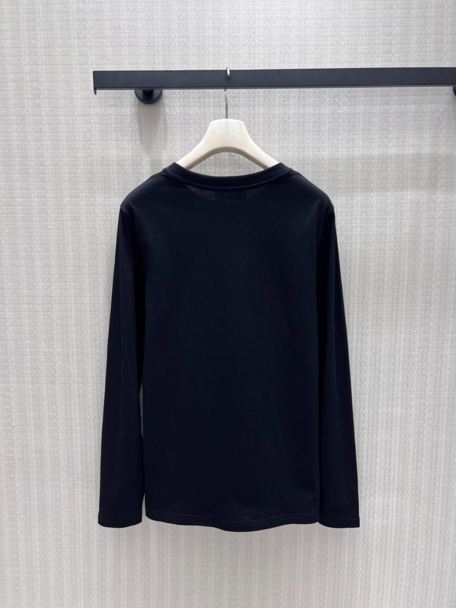 1784969138860645.jpg おしゃれ カジュアル コットン長袖Tシャツ ミュウミュウ Tシャツ 偽物 クルーネック ブラック