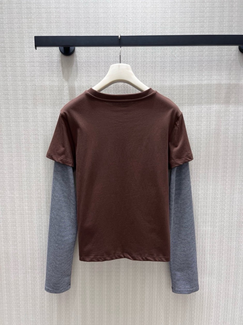 1785035505219209.jpg おしゃれ レイヤード風 トップス ミュウミュウ Tシャツ 偽物 コットン