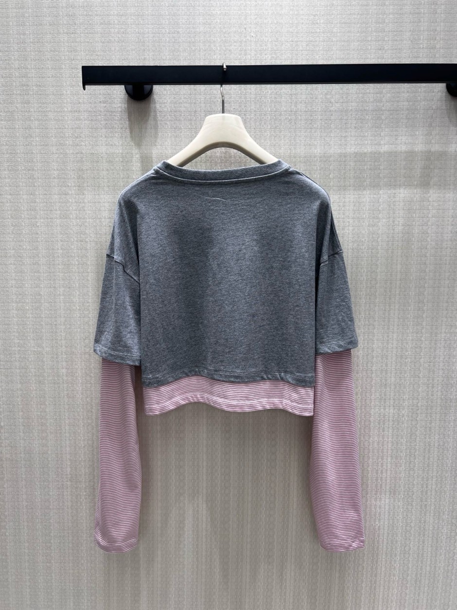 1785035960534511.jpg レイヤード風 クロップド丈トップス ュウミュウ Tシャツ 偽物 コットン