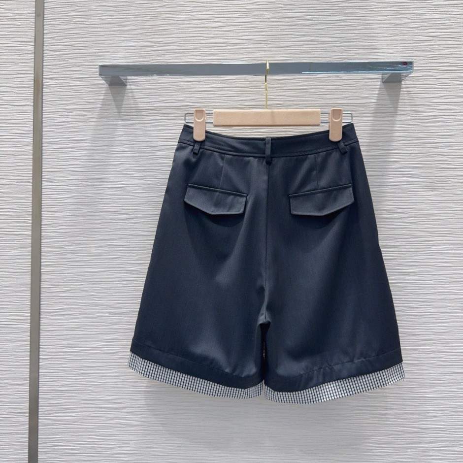 1785057564648805.jpg レイヤード風 ギンガムチェック切り替え ショートパンツ ミュウミュウ パンツ 偽物 ブラック