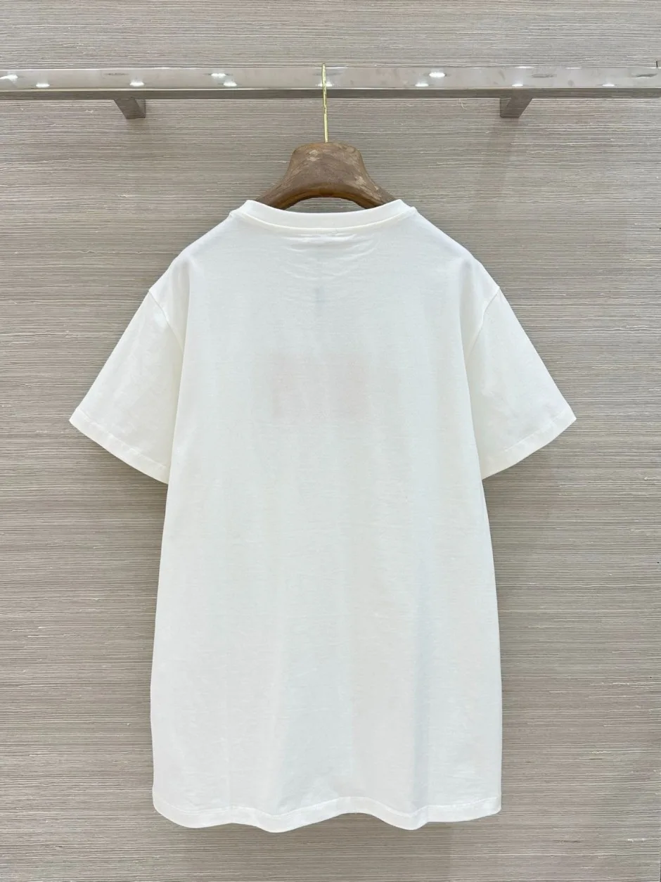1785060104231285.jpg カジュアル コットン 半袖Tシャツ ミュウミュウ Tシャツ 偽物 クルーネック ホワイト