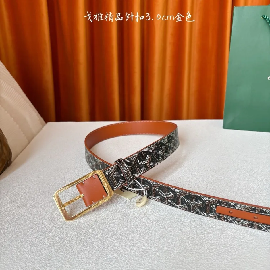 1785231373960714.jpg ゴヤール ベルト コピー レザー ヘリンボーン柄 人気 合わせやすい 30mm