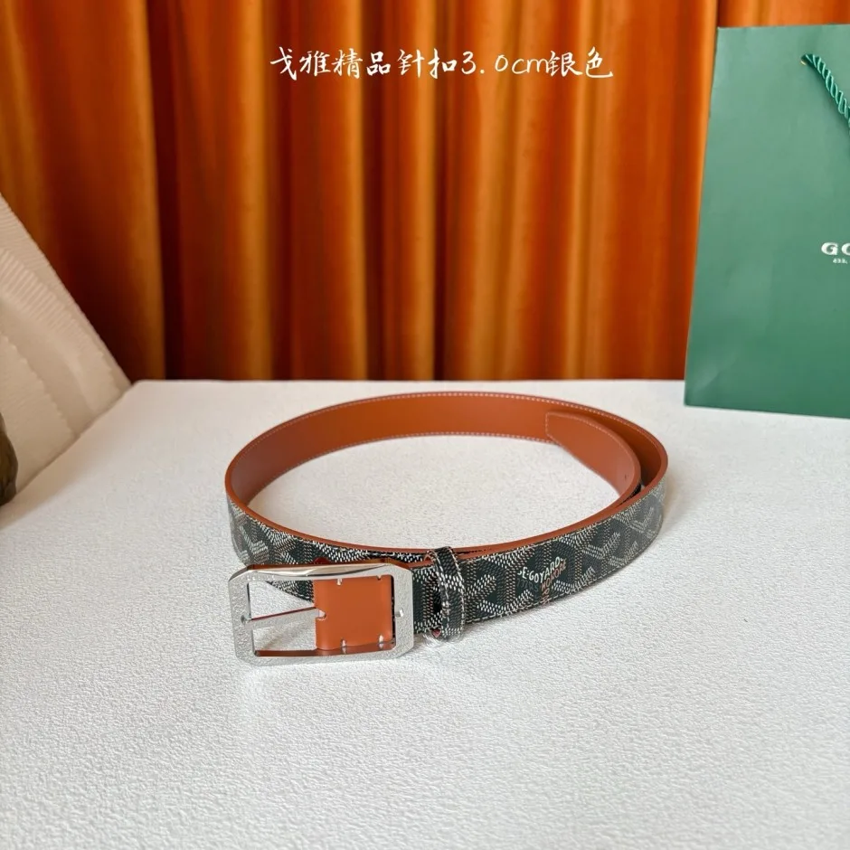 1785231376322605.jpg ゴヤール ベルト コピー レザー ヘリンボーン柄 人気 合わせやすい 30mm