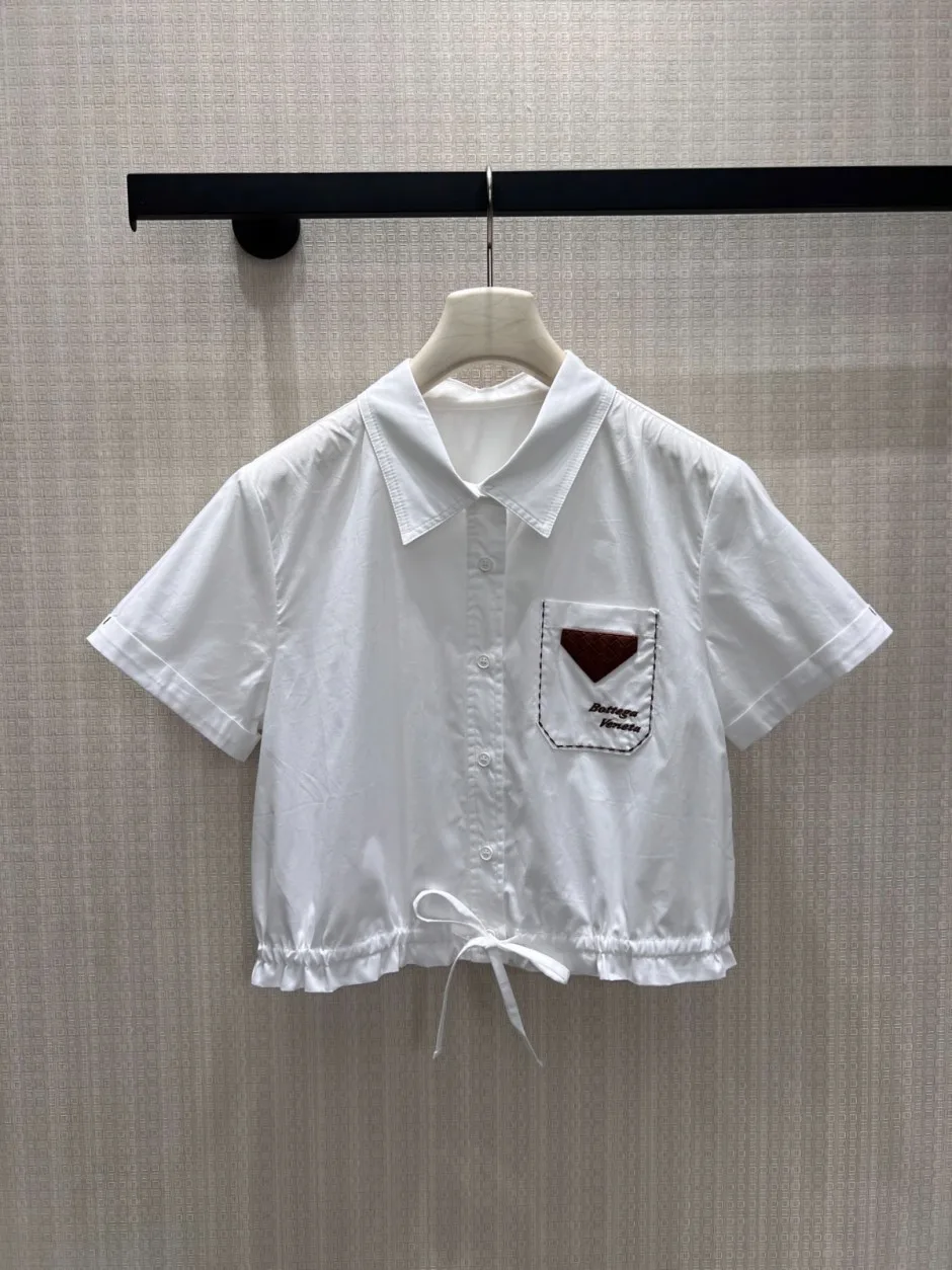 1785298170159769.jpg コットン クロップドシャツ ボッテガ・ヴェネタ シャツ コピー ホワイト
