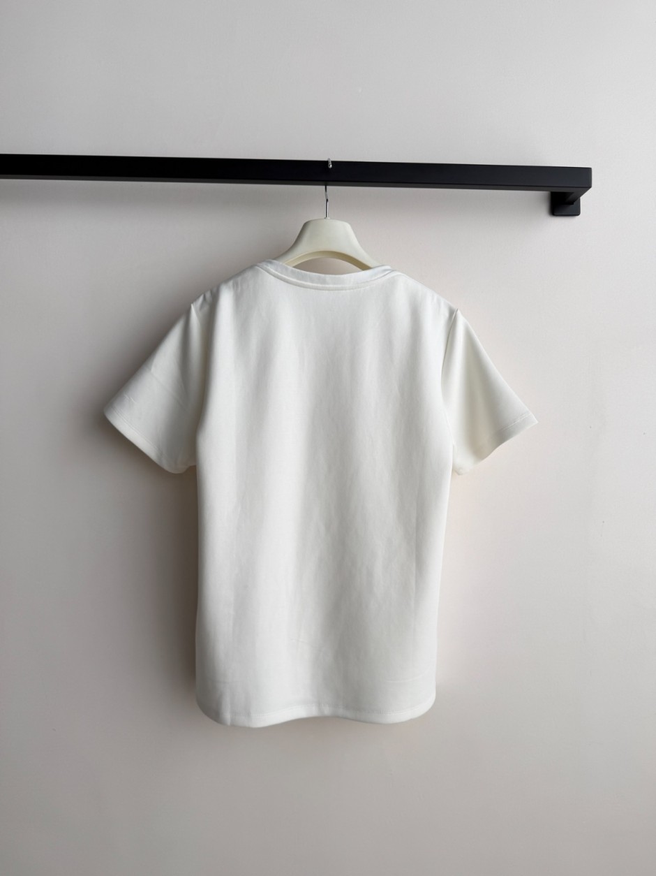 1785386154177030.jpg 定番 ロゴ刺繍 クルーネック 半袖Tシャツ ロエベ Tシャツ コピー ホワイト