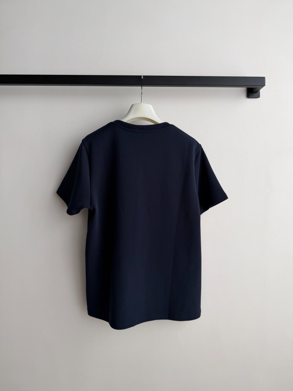 1785386335829789.jpg 定番 ロゴ刺繍 クルーネック 半袖Tシャツ ロエベ Tシャツ コピー ネイビー