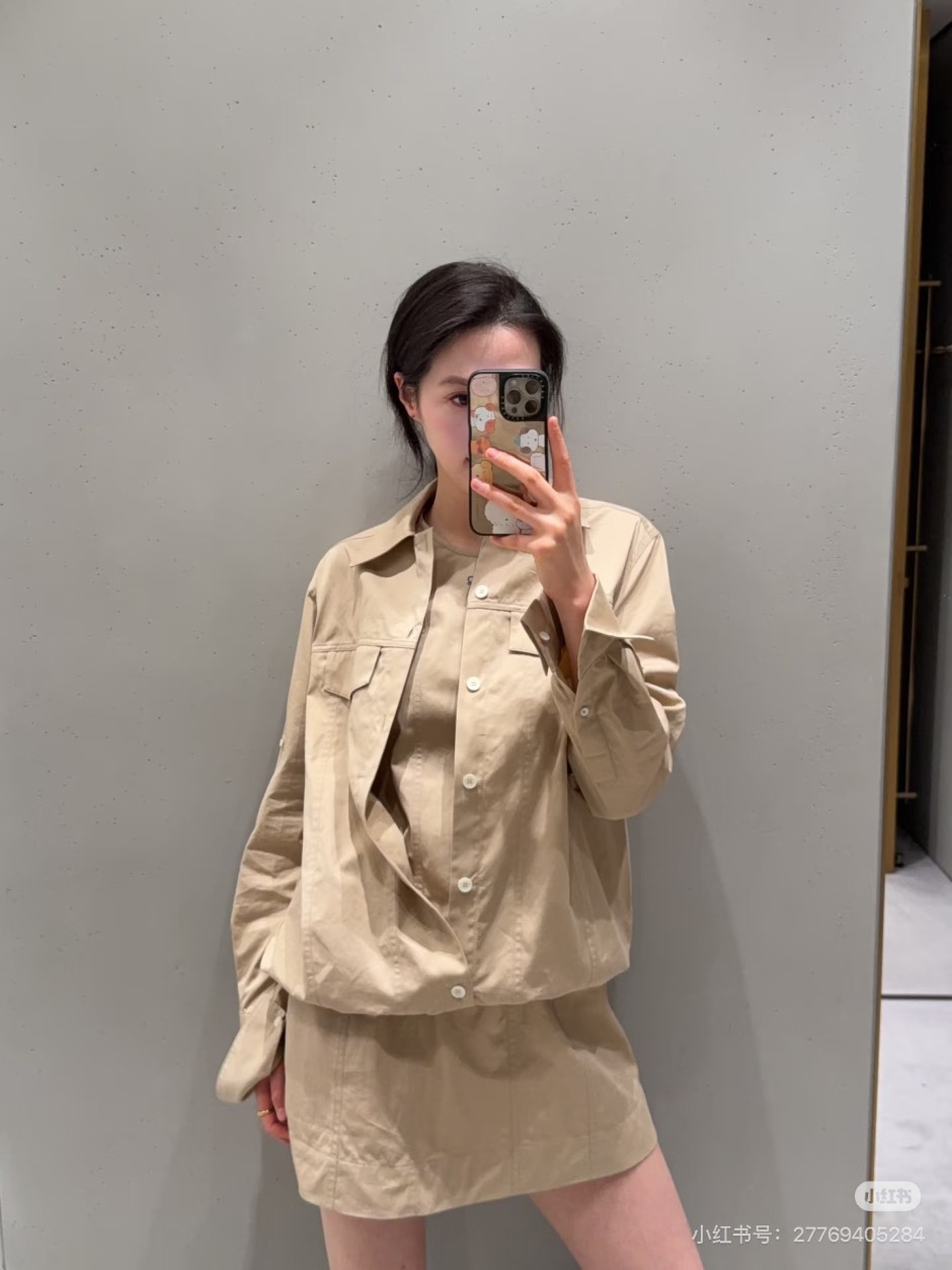 1785388121964461.jpg 2way レイヤード風 シャツワンピース ロエベ ワンピース コピー ベージュ