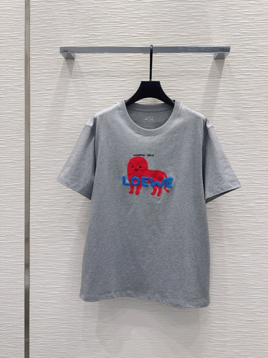 180周年限定 ライオン パッチ コットン Tシャツ ロエベ コピー グレー