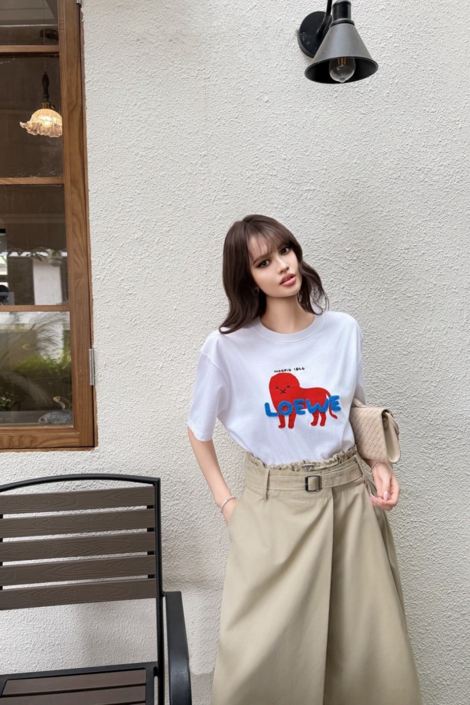 1785403823277635.jpg 180周年限定 ライオン パッチ コットン Tシャツ ロエベ コピー ホワイト
