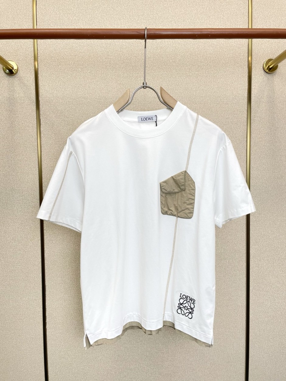 1785408745644102.jpg カジュアル ロゴ刺繍 クルーネック 半袖Tシャツ ロエベ Tシャツ コピー