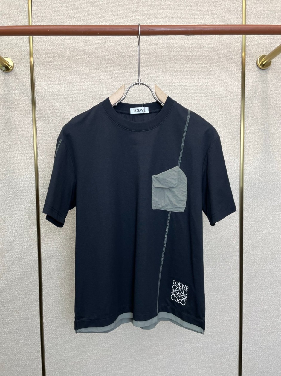 1785408746378502.jpg カジュアル ロゴ刺繍 クルーネック 半袖Tシャツ ロエベ Tシャツ コピー
