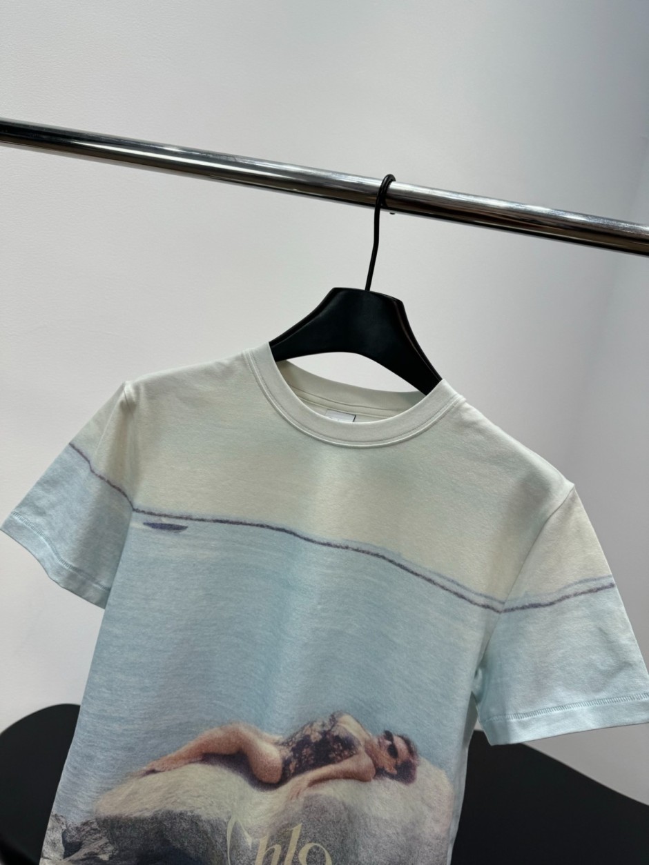 1785552491873278.jpg コットンジャージー クルーネック ロゴTシャツ クロエ Tシャツ 偽物 合わせやすい