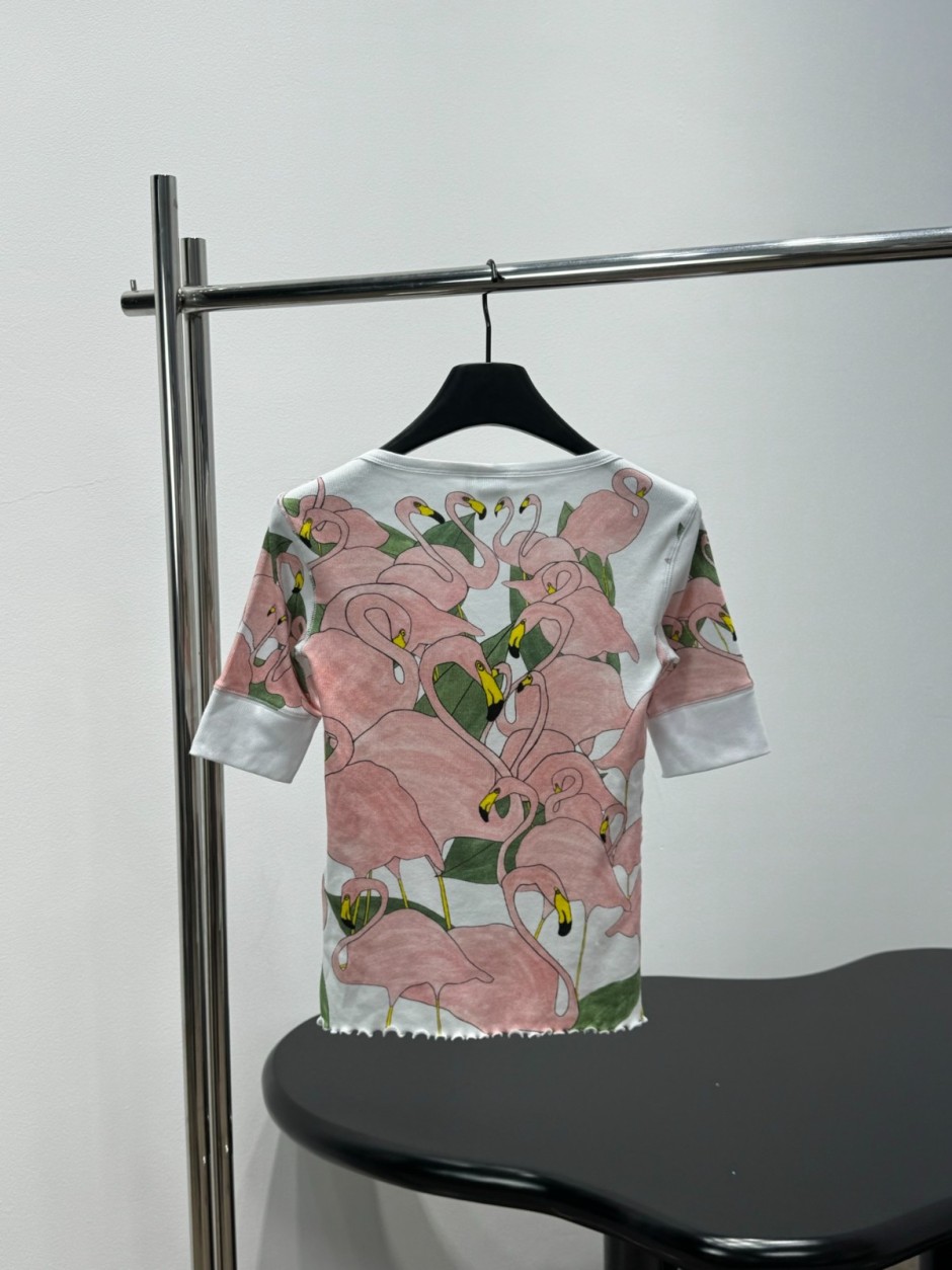1785555921740708.jpg フラミンゴ ヘンリーネック トップス クロエ Tシャツ コピー リブ編み