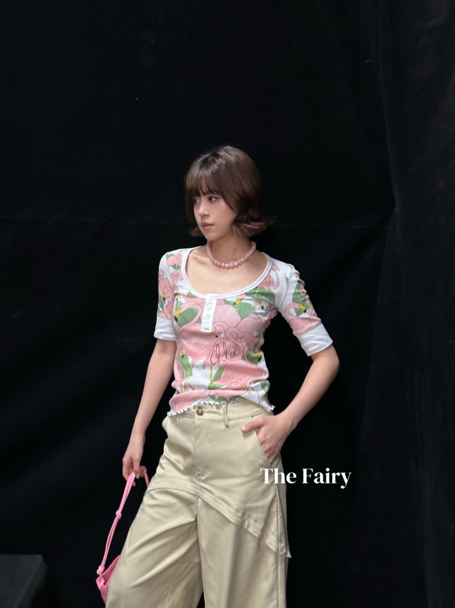 1785555923824900.jpg フラミンゴ ヘンリーネック トップス クロエ Tシャツ コピー リブ編み