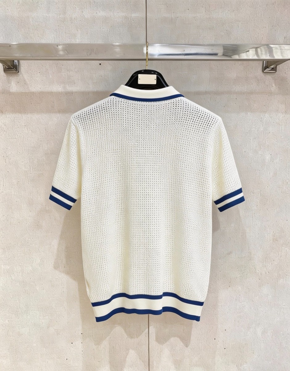 1785580023227738.jpg 爽やか 透かし編み 半袖ニットポロシャツ ヴェルサーチ Tシャツ 偽物 メデューサ