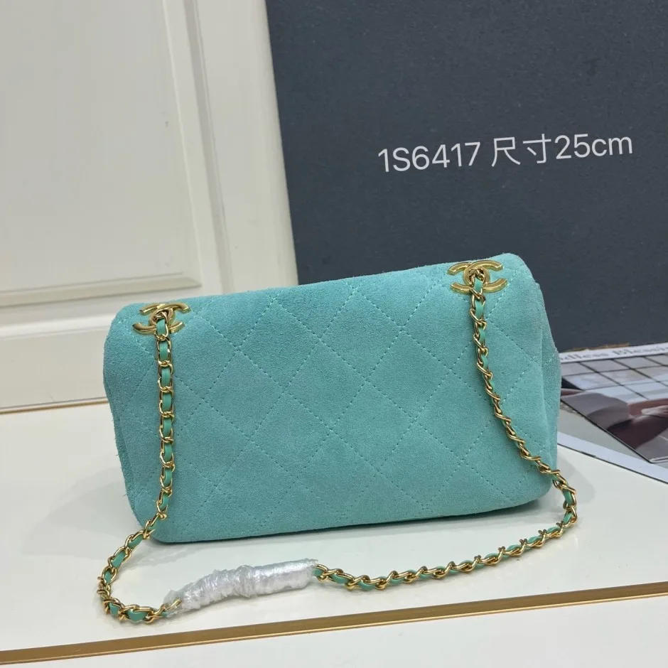 1785755361555862.jpg キルティング スエード ショルダーバッグ シャネル バッグ コピー ターコイズブルー