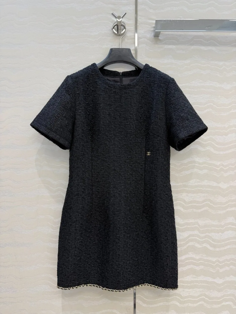 1785836853634244.jpg シンプル おしゃれ 半袖 ミニドレス シャネル ワンピース コピー ブラック
