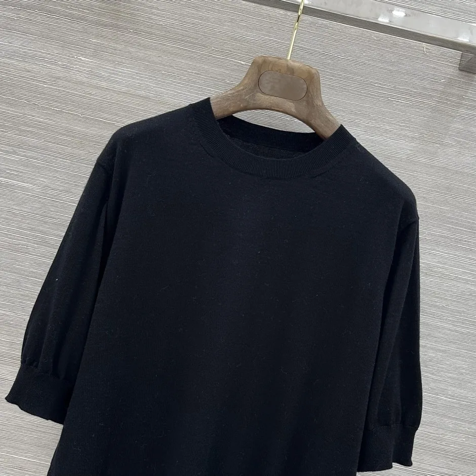 1785838661651710.jpg シンプル 洗練された クルーネック 半袖ニット シャネル ニット コピー ブラック