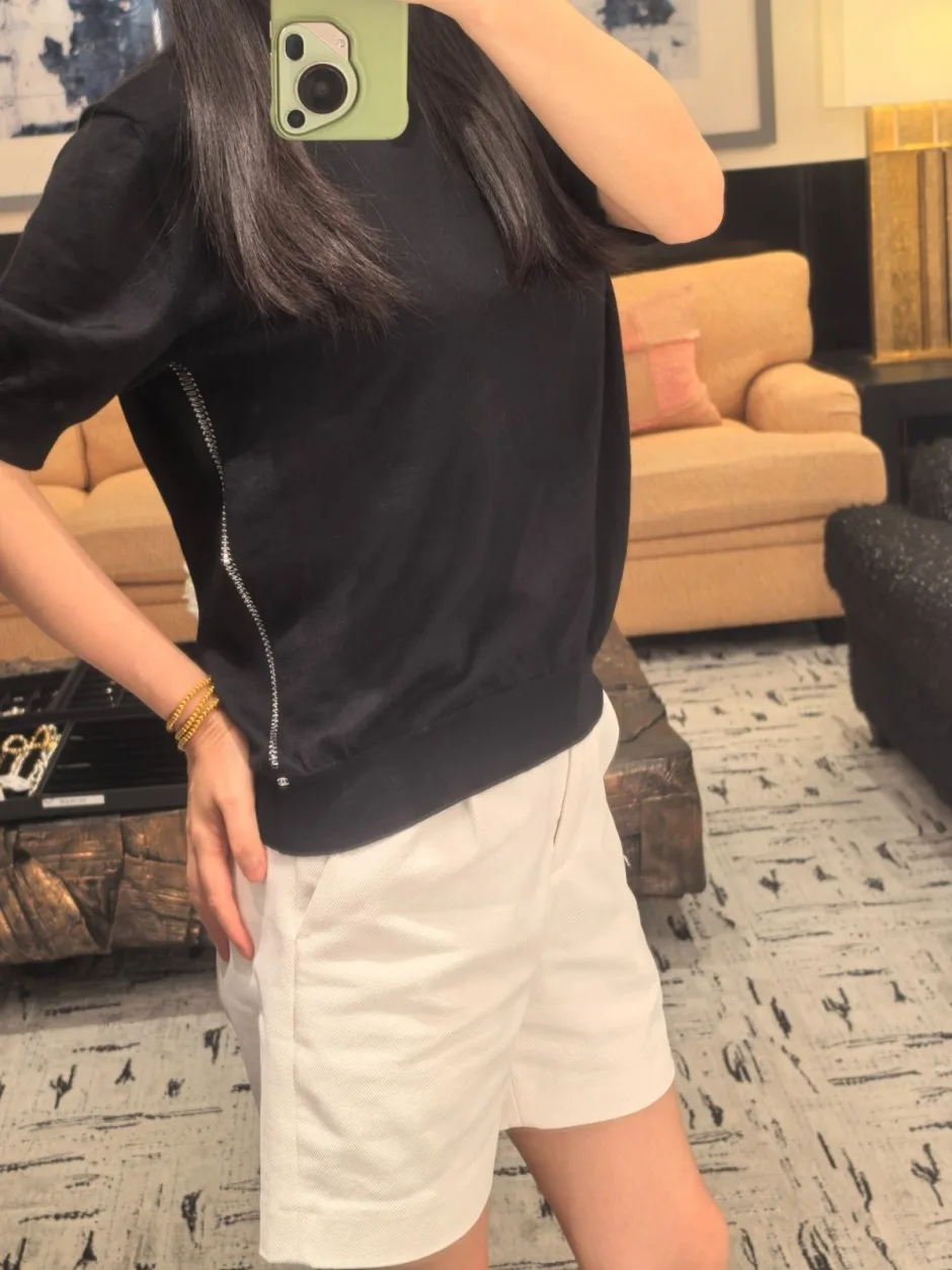 1785838668607975.jpg シンプル 洗練された クルーネック 半袖ニット シャネル ニット コピー ブラック