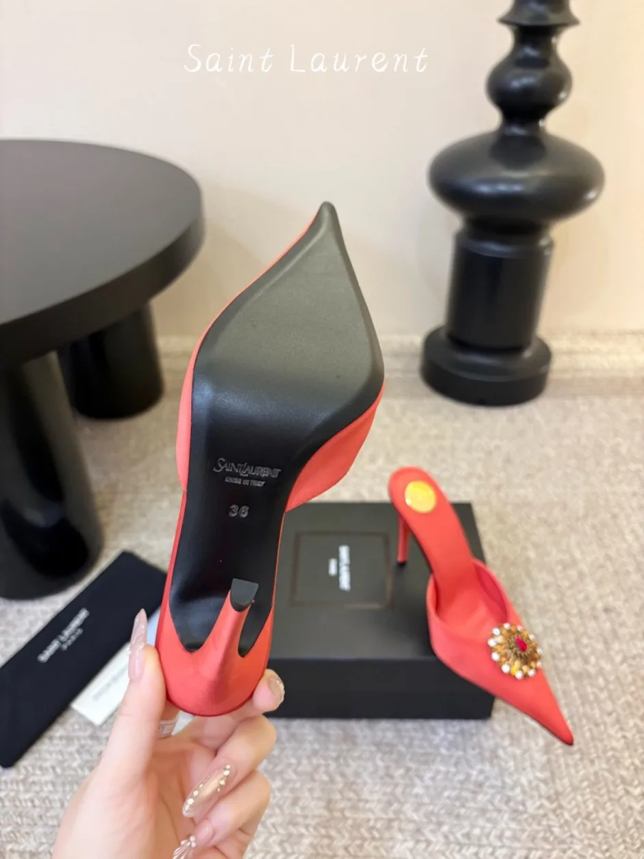 1785929095845209.jpg イヴ・サンローラン パンプス 偽物 エレガント ハイヒール ミュールパンプス レッド