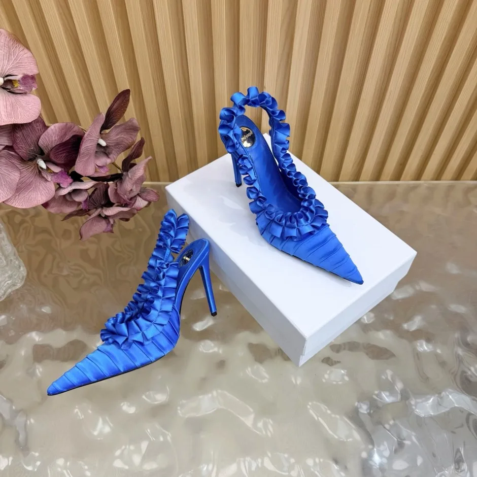 1785934355247111.jpg フリル ポインテッドトゥ スリングバックパンプス イヴ・サンローラン パンプス 偽物 ブルー