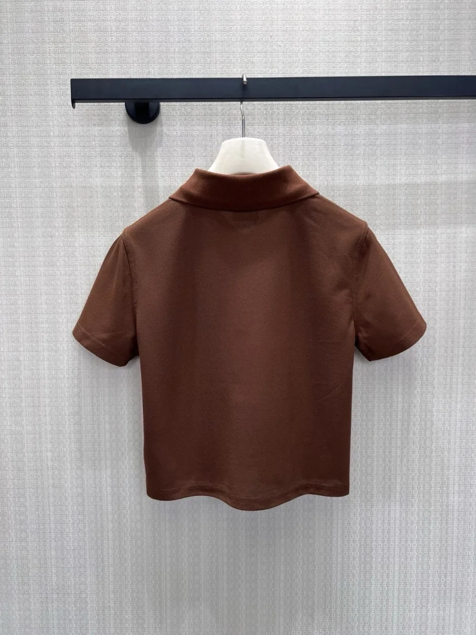 1785987607456111.jpg カジュアル コットン 半袖ポロシャツ イヴ・サンローラン Tシャツ コピー ブラウン