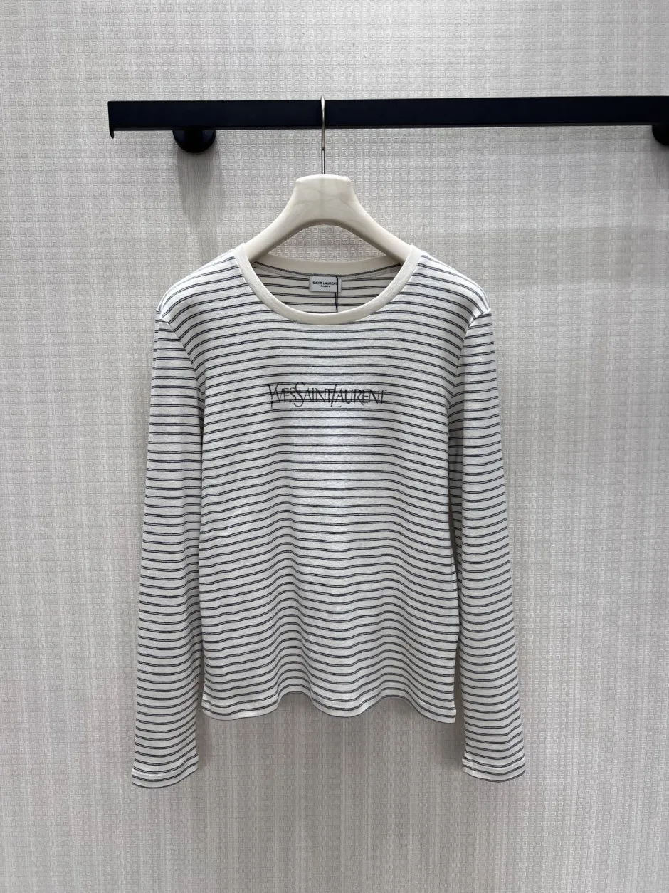 1785988283369181.jpg ロゴプリント ボーダー 長袖カットソー イヴ・サンローラン Tシャツ コピー