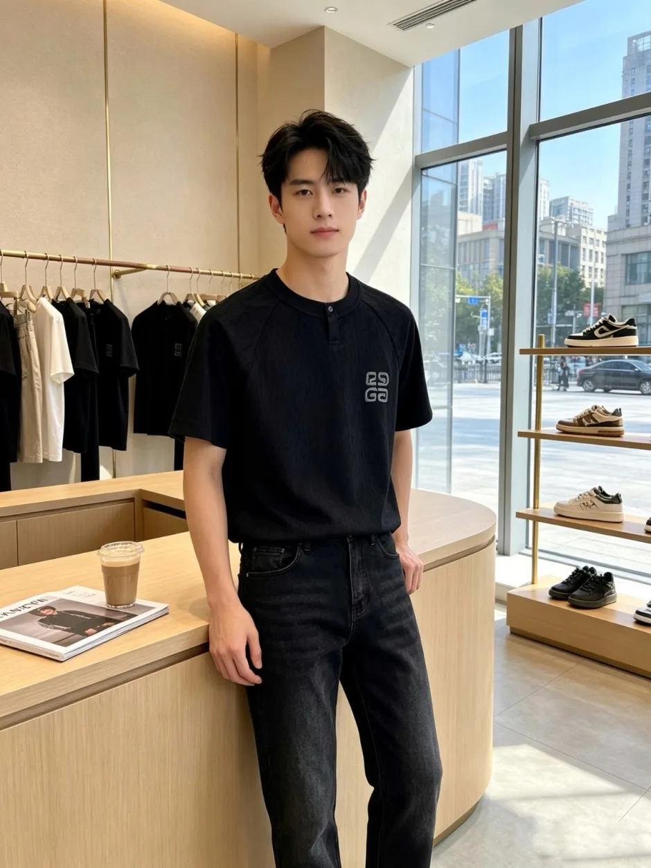 1785991352932755.jpg カジュアル ジバンシィ Tシャツ 偽物 ロゴ ヘンリーネックTシャツ