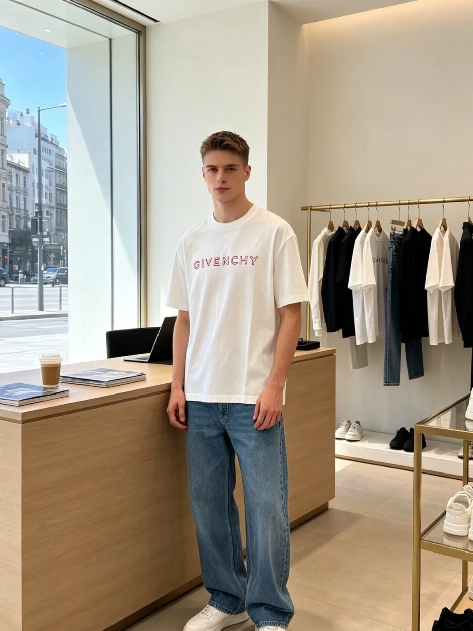 1785992093747956.jpg 定番 合わせやすい ジバンシィ Tシャツ 偽物 ロゴ クルーネック 半袖Tシャツ