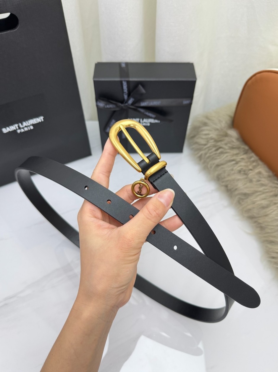 1786020443279036.jpg 洗練された YSL レザー ナローベルト イヴ・サンローラン ベルト 偽物 ブラック