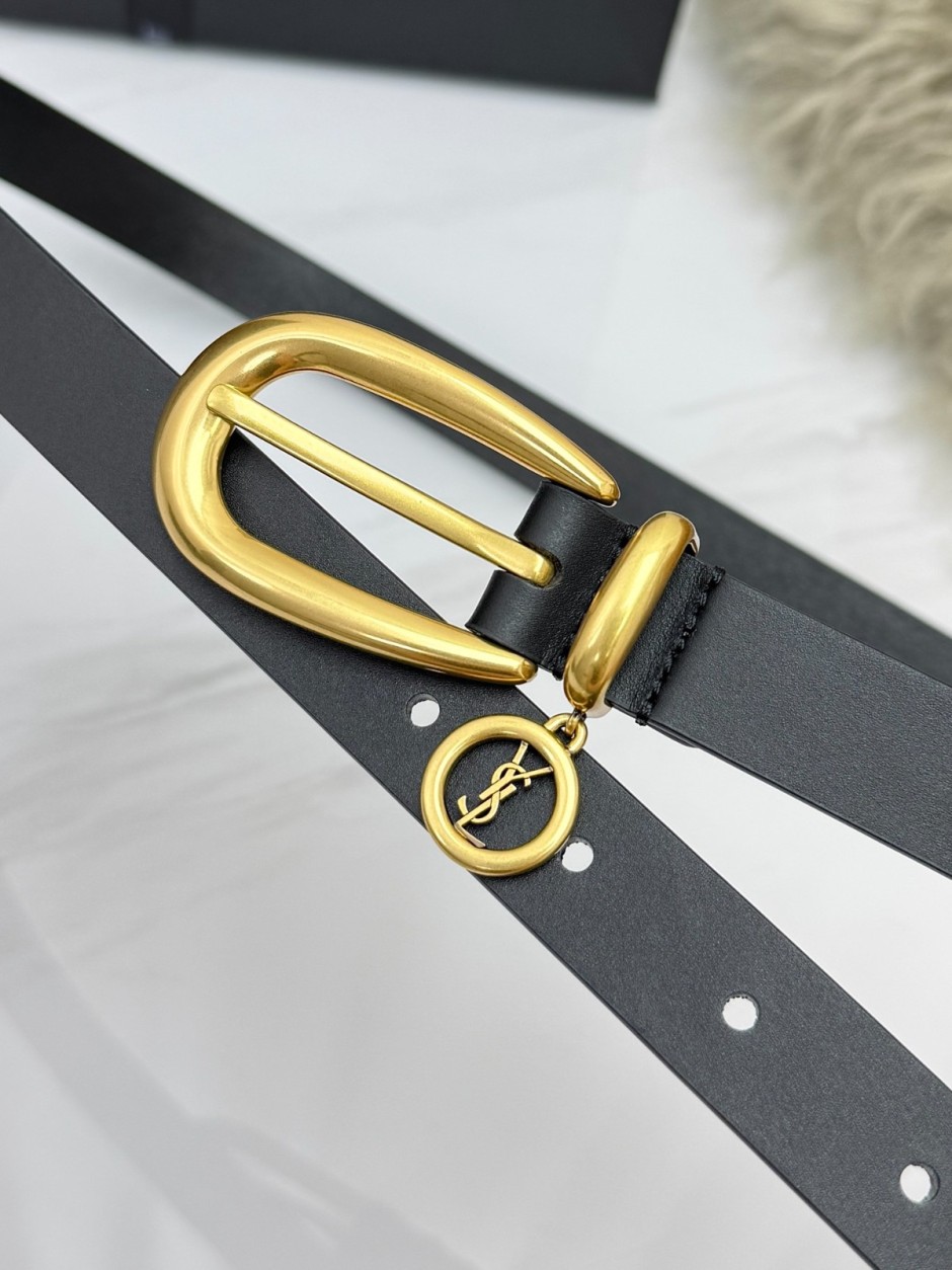 1786020447498257.jpg 洗練された YSL レザー ナローベルト イヴ・サンローラン ベルト 偽物 ブラック