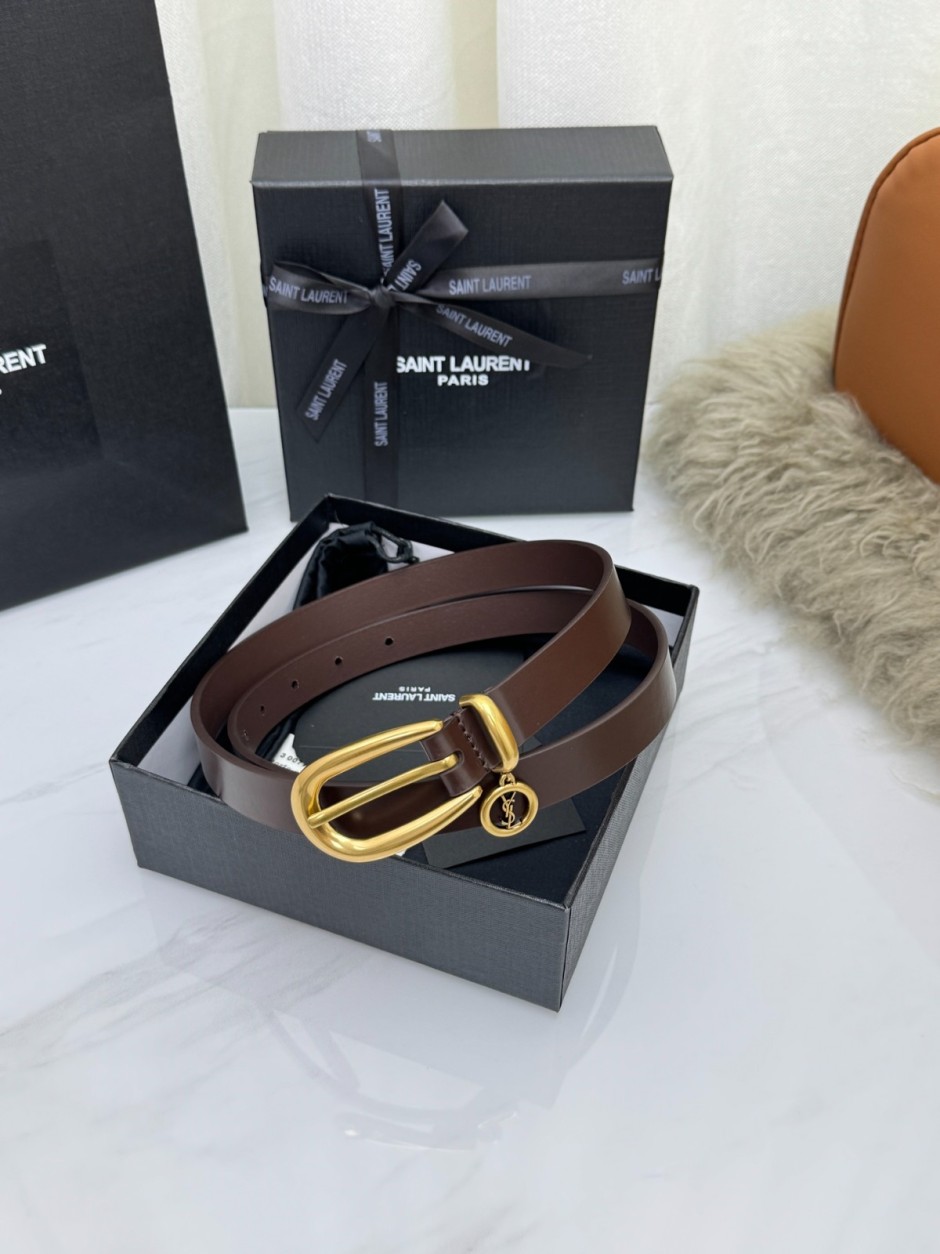 1786020739605311.jpg 洗練された YSL レザー ナローベルト イヴ・サンローラン ベルト 偽物 ブラウン
