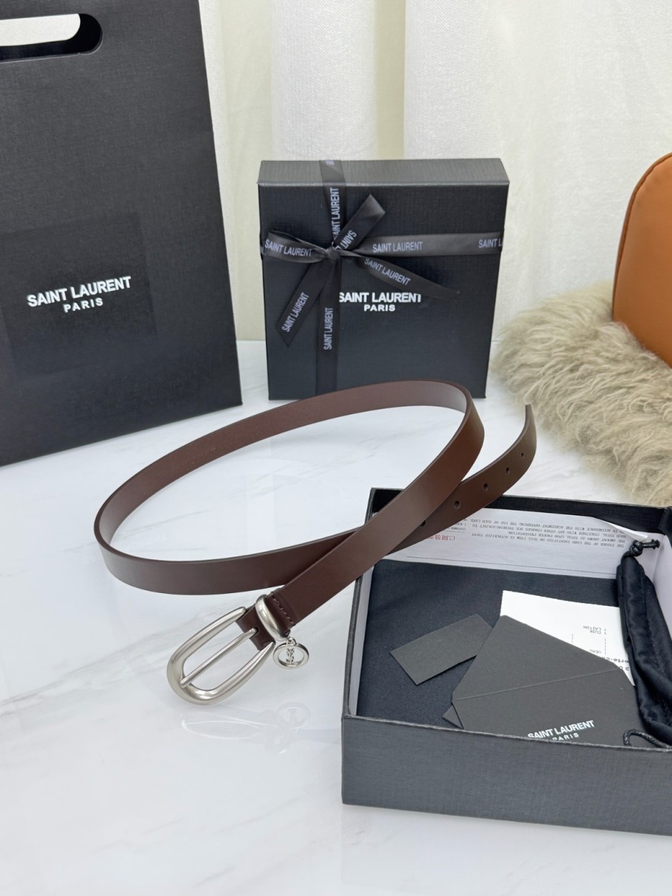 1786020748439045.jpg 洗練された YSL レザー ナローベルト イヴ・サンローラン ベルト 偽物 ブラウン