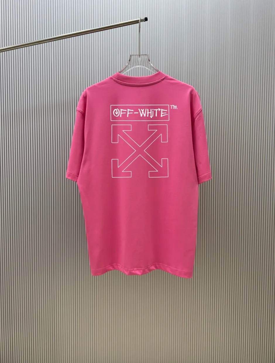 1786087946679757.jpg オフホワイト Tシャツ 偽物 カジュアル コットン クルーネック 半袖Tシャツ ユニセックス ピンク