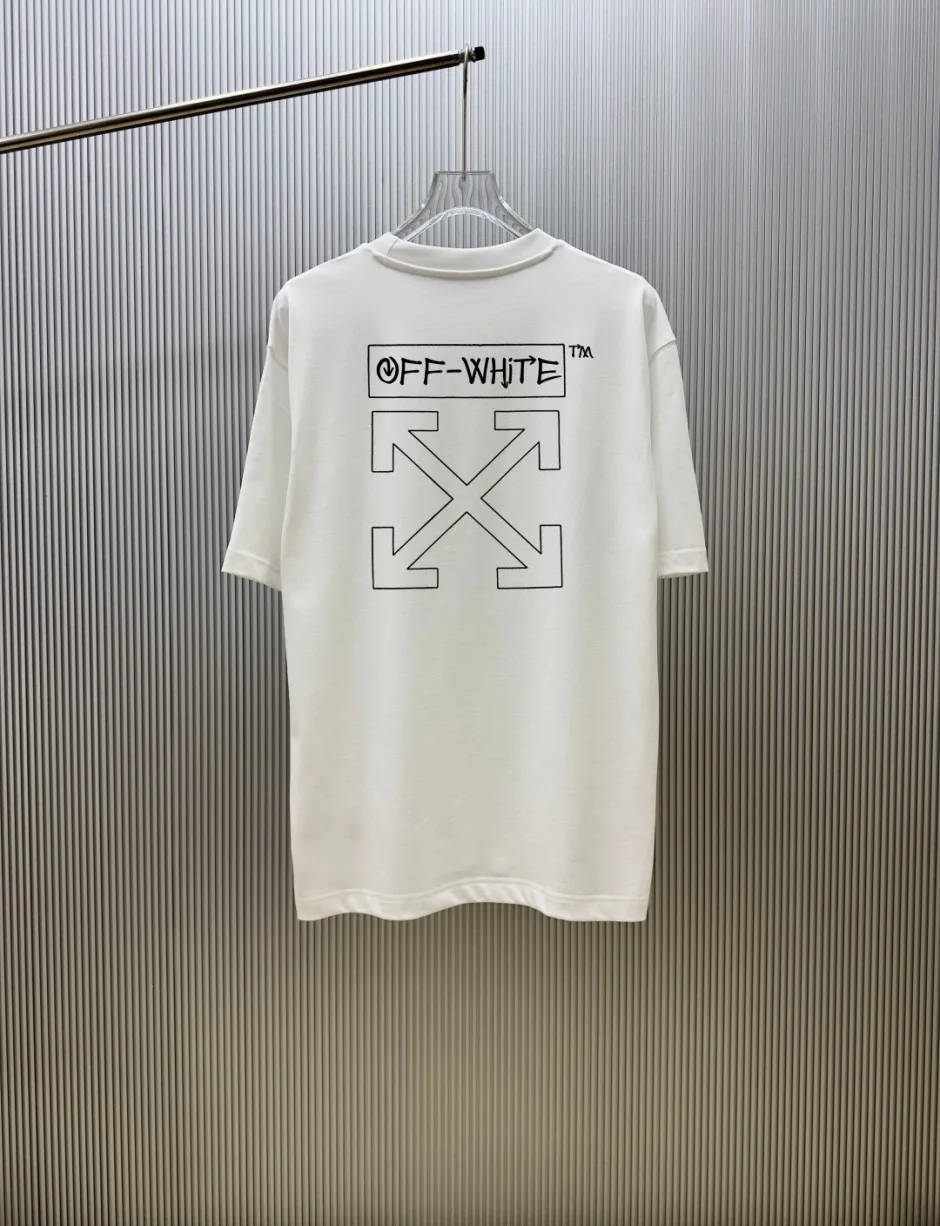 1786088139332716.jpg オフホワイト Tシャツ 偽物 カジュアル コットン クルーネック 半袖Tシャツ ユニセックス ホワイト