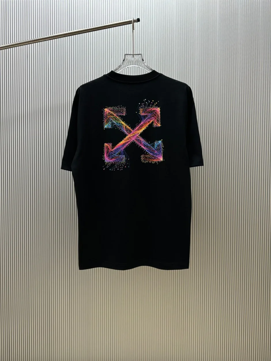 1786088694145547.jpg ユニセックス ロゴプリント オフホワイト Tシャツ 偽物 コットン 半袖Tシャツ ブラック