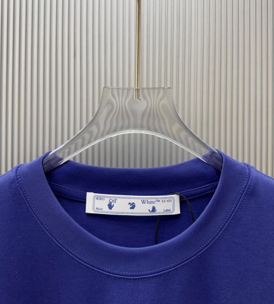1786089005407071.jpg ユニセックス ロゴプリント オフホワイト Tシャツ 偽物 コットン 半袖Tシャツ ブルー